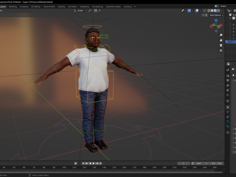 Simple Basic black Man cartoon 3D character artist Model 3D