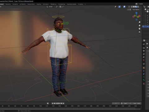 Simple Basic black Man cartoon 3D character artist 3D Model