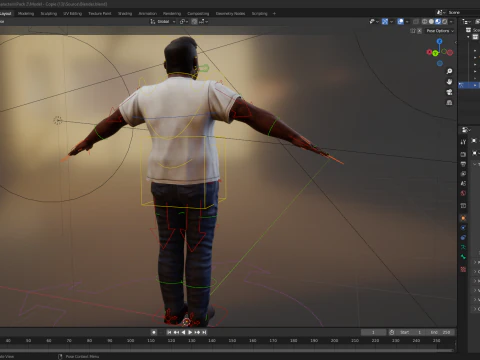 Simple Basic black Man cartoon 3D character artist 3D Model