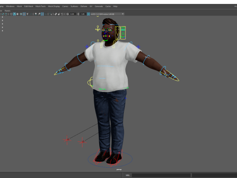 Simple Basic black Man cartoon 3D character artist Model 3D