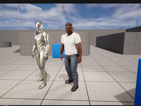 Simple Basic black Man cartoon 3D character artist 3D Model