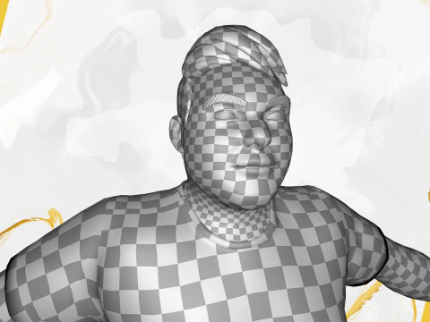 Simple Basic black Man cartoon 3D character artist 3D Model