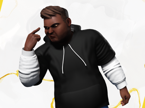Cartoon black man wearing hoodie realistic stylization Modelo 3D