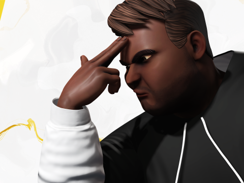 Cartoon black man wearing hoodie realistic stylization Modelo 3D
