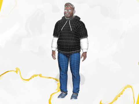 Cartoon black man wearing hoodie realistic stylization Modelo 3D