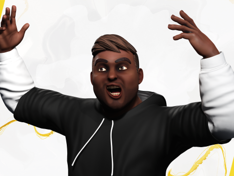 Cartoon black man wearing hoodie realistic stylization Modelo 3D