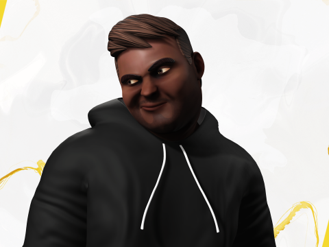 Cartoon black man wearing hoodie realistic stylization Modelo 3D