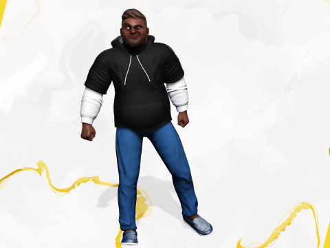 Cartoon black man wearing hoodie realistic stylization Modelo 3D