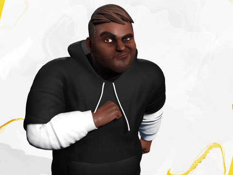 Cartoon black man wearing hoodie realistic stylization Modelo 3D