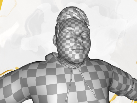 Cartoon black man wearing hoodie realistic stylization Modelo 3D