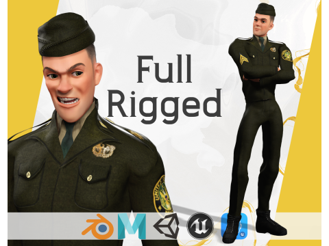 Soldier United States Army toon realistic stylization Modelo 3D