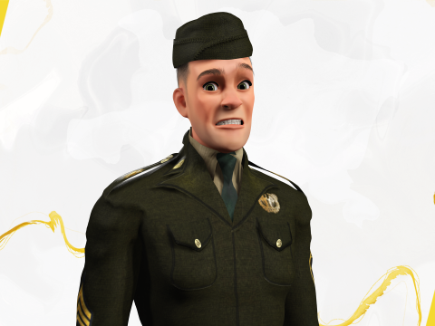 Soldier United States Army toon realistic stylization Modello 3D
