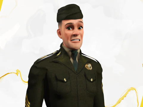 Soldier United States Army toon realistic stylization 3D Model