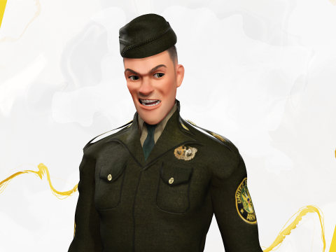 Soldier United States Army toon realistic stylization Modello 3D