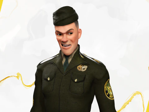Soldier United States Army toon realistic stylization 3D Model