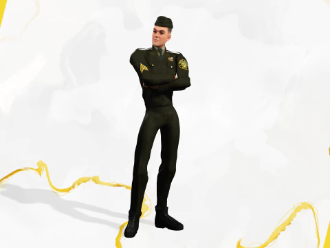 Soldier United States Army toon realistic stylization 3D Model