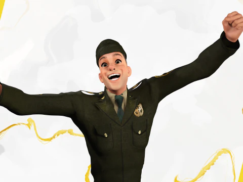 Soldier United States Army toon realistic stylization 3D Model