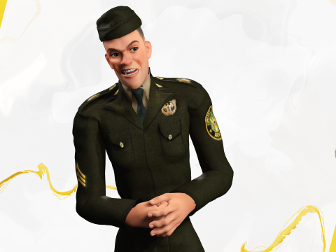 Soldier United States Army toon realistic stylization Modello 3D