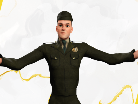 Soldier United States Army toon realistic stylization Modello 3D