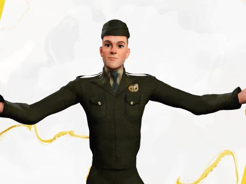 Soldier United States Army toon realistic stylization 3D Model