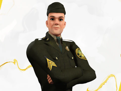 Soldier United States Army toon realistic stylization 3D Model
