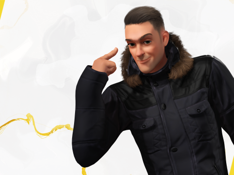 Man in Winter Outfit Stylized realistic character rig 3Dモデル