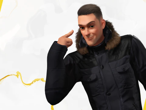 Man in Winter Outfit Stylized realistic character rig 3D Model