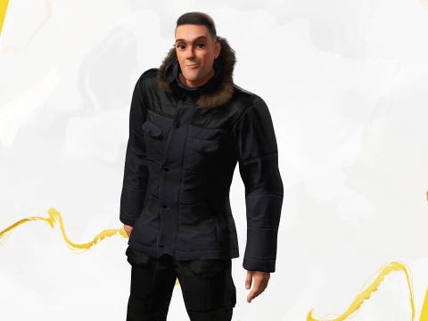 Man in Winter Outfit Stylized realistic character rig 3D Model