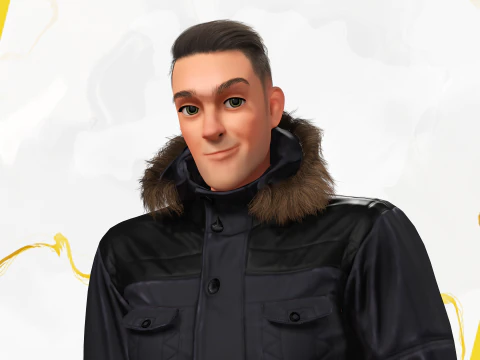 Man in Winter Outfit Stylized realistic character rig 3D Model
