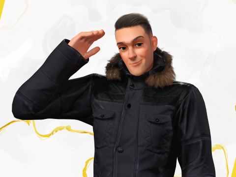 Man in Winter Outfit Stylized realistic character rig 3Dモデル