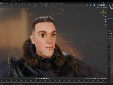 Man in Winter Outfit Stylized realistic character rig 3D Model