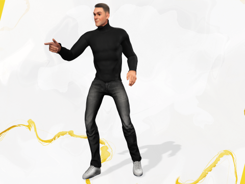 Casual male turtle-neck cartoon semi Realistic 3D 模型
