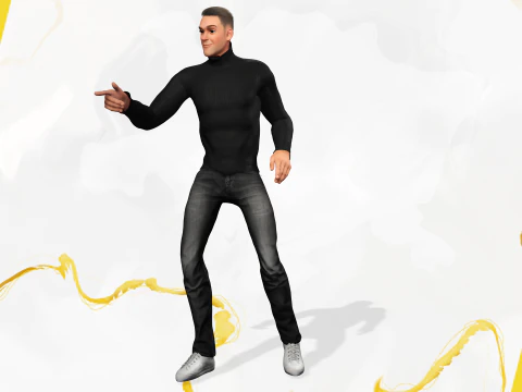 Casual male turtle-neck cartoon semi Realistic 3D Model