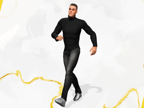 Casual male turtle-neck cartoon semi Realistic 3D Model