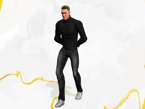 Casual male turtle-neck cartoon semi Realistic 3D 模型