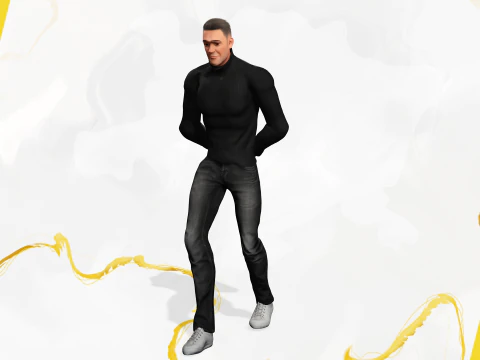 Casual male turtle-neck cartoon semi Realistic 3D Model