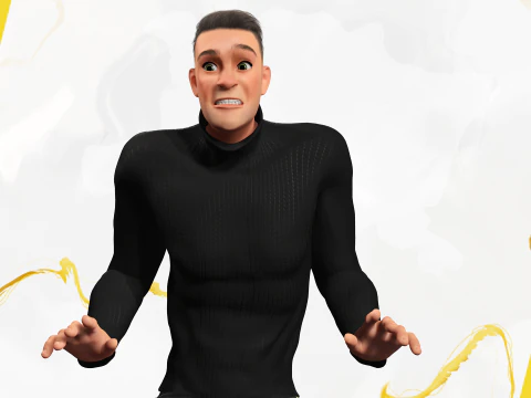 Casual male turtle-neck cartoon semi Realistic 3D Model