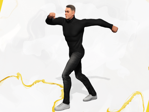 Casual male turtle-neck cartoon semi Realistic 3D 模型