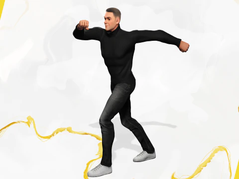 Casual male turtle-neck cartoon semi Realistic 3D Model