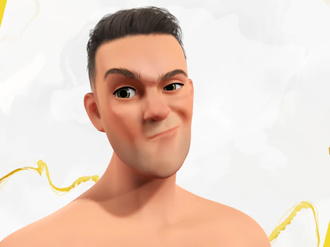 Casual male turtle-neck cartoon semi Realistic 3D Model