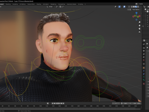 Casual male turtle-neck cartoon semi Realistic 3D 模型