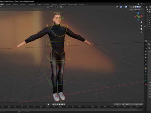 Casual male turtle-neck cartoon semi Realistic 3D 模型