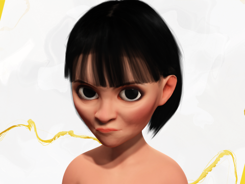 Cartoon Girl in Black Bikini Artistic Realism Modèle 3D