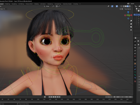 Cartoon Girl in Black Bikini Artistic Realism Modèle 3D