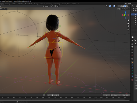 Cartoon Girl in Black Bikini Artistic Realism Modèle 3D