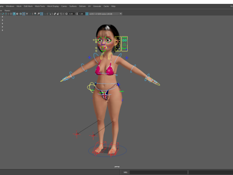Cartoon Girl in Black Bikini Artistic Realism Modèle 3D