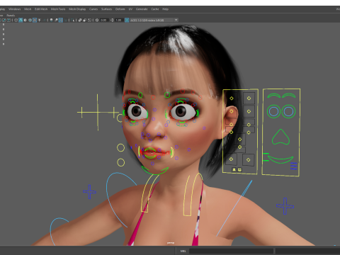 Cartoon Girl in Black Bikini Artistic Realism Modèle 3D