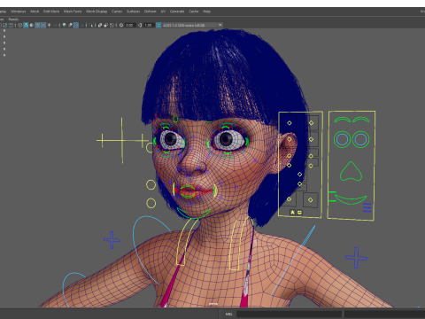 Cartoon Girl in Black Bikini Artistic Realism Modèle 3D
