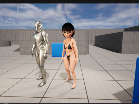 Cartoon Girl in Black Bikini Artistic Realism Modèle 3D