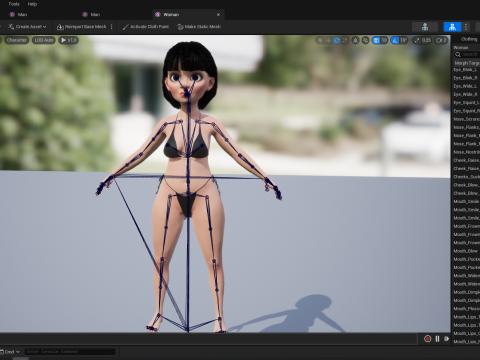 Cartoon Girl in Black Bikini Artistic Realism Modèle 3D